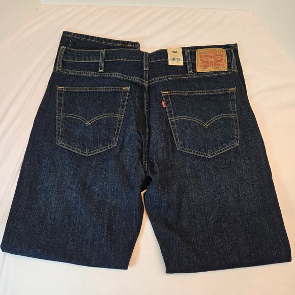 LEVI'S Men's 505 Regular Fit Jeans Sz 36x32 Dark Indigo - Picture 5 of 11